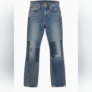 Lucky Brand Mid Rise Boyfriend Flare Jeans Patchwork Distressed Size 8/29